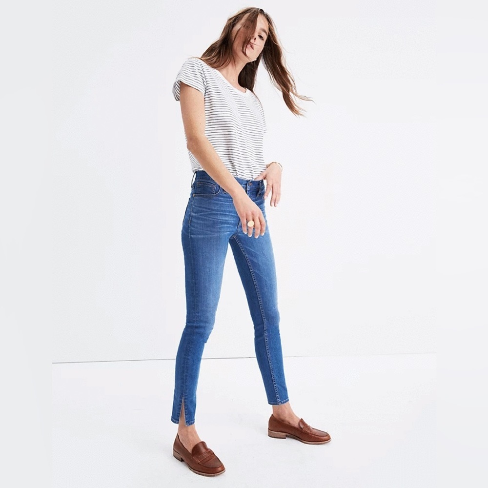 Madewell 9" High-Rise Skinny Jeans in Bonita Wash Side-Slit Edition Size 25